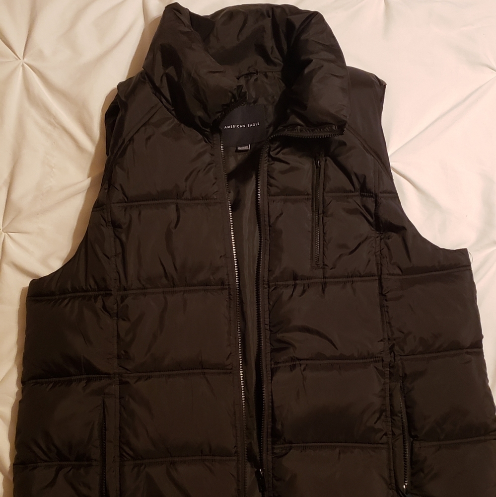 Black American Eagle Puffy Vest